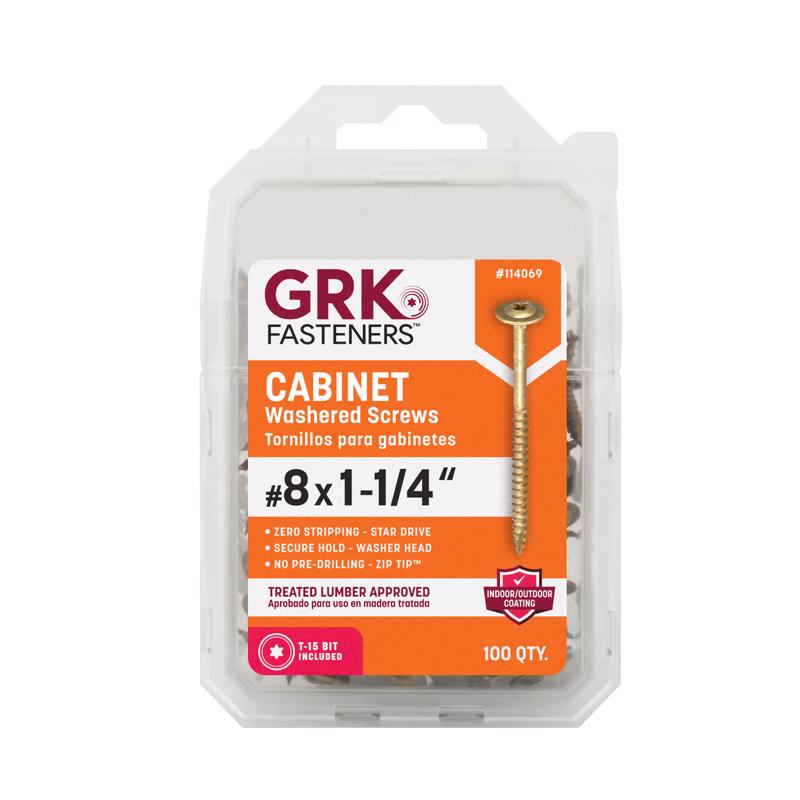 GRK Fasteners No. 8 X 1-1/4 in. L Star Coated W-Cut Cabinet Screws 100 pk