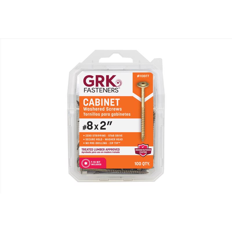 GRK Fasteners No. 8 X 2 in. L Star Coated W-Cut Cabinet Screws 100 pk