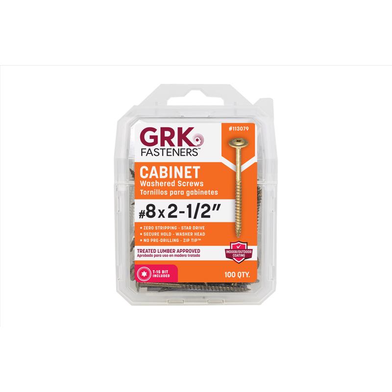 GRK Fasteners No. 8 X 2-1/2 in. L Star Coated W-Cut Cabinet Screws 100 pk