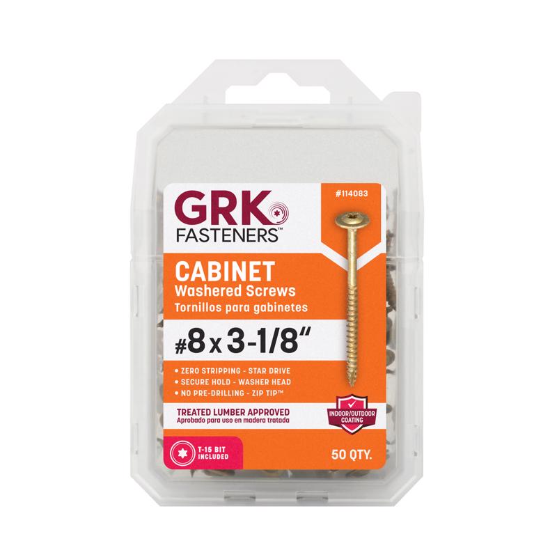 GRK Fasteners No. 8 X 3-1/8 in. L Star Coated W-Cut Cabinet Screws 50 pk