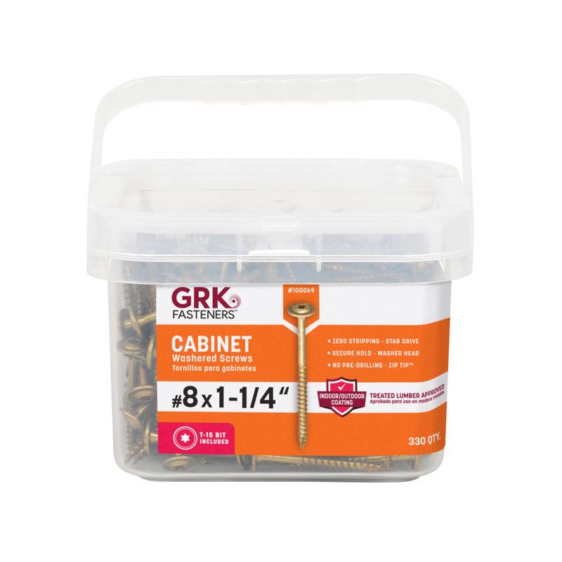 GRK Fasteners No. 8 X 1-1/4 in. L Star Coated Self-Tapping Cabinet Screws 330 pk