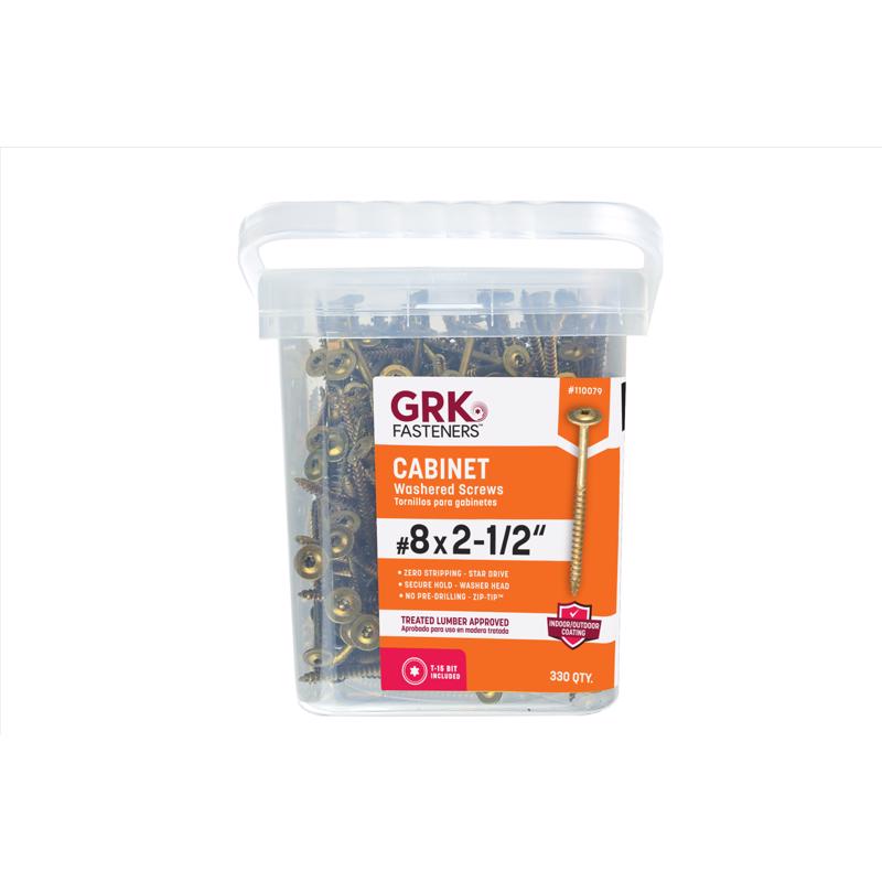 GRK Fasteners No. 8 X 2-1/2 in. L Star Coated Self-Tapping Cabinet Screws 330 pk