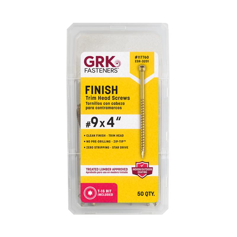 GRK Fasteners No. 9 in. X 4 in. L Star Trim Head W-Cut Construction Screws