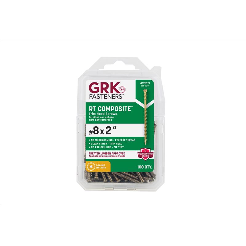 GRK Fasteners No. 8 in. X 2 in. L Star Trim Head W-Cut Construction Screws