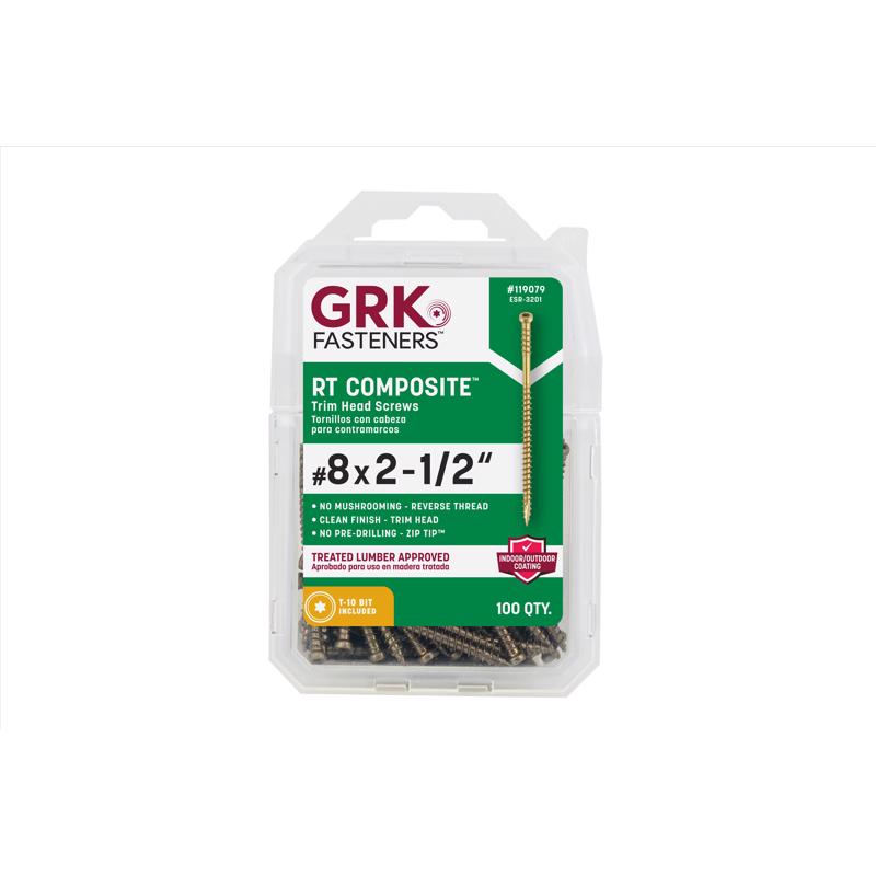 GRK Fasteners No. 8 in. X 2-1/2 in. L Star Trim Head W-Cut Construction Screws