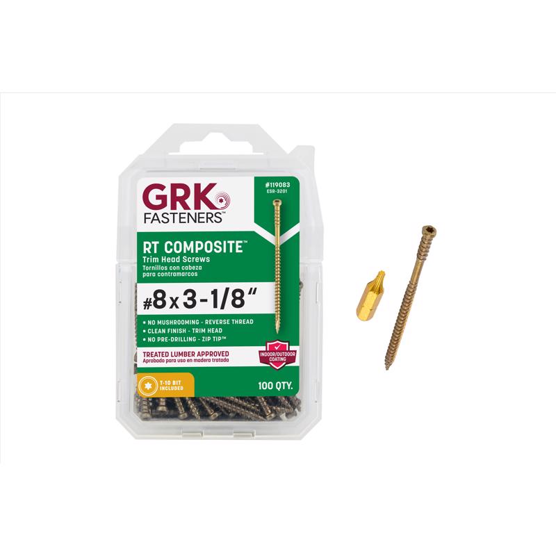 GRK Fasteners No. 8 in. X 3-1/8 in. L Star Trim Head W-Cut Construction Screws