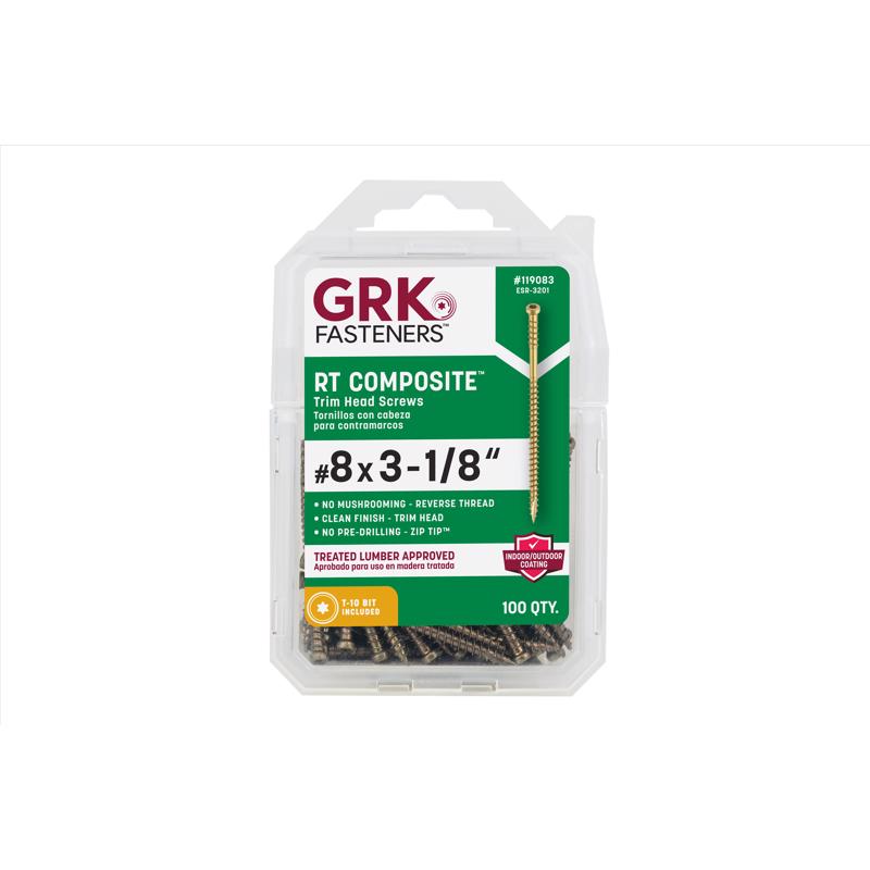 GRK Fasteners No. 8 in. X 3-1/8 in. L Star Trim Head W-Cut Construction Screws