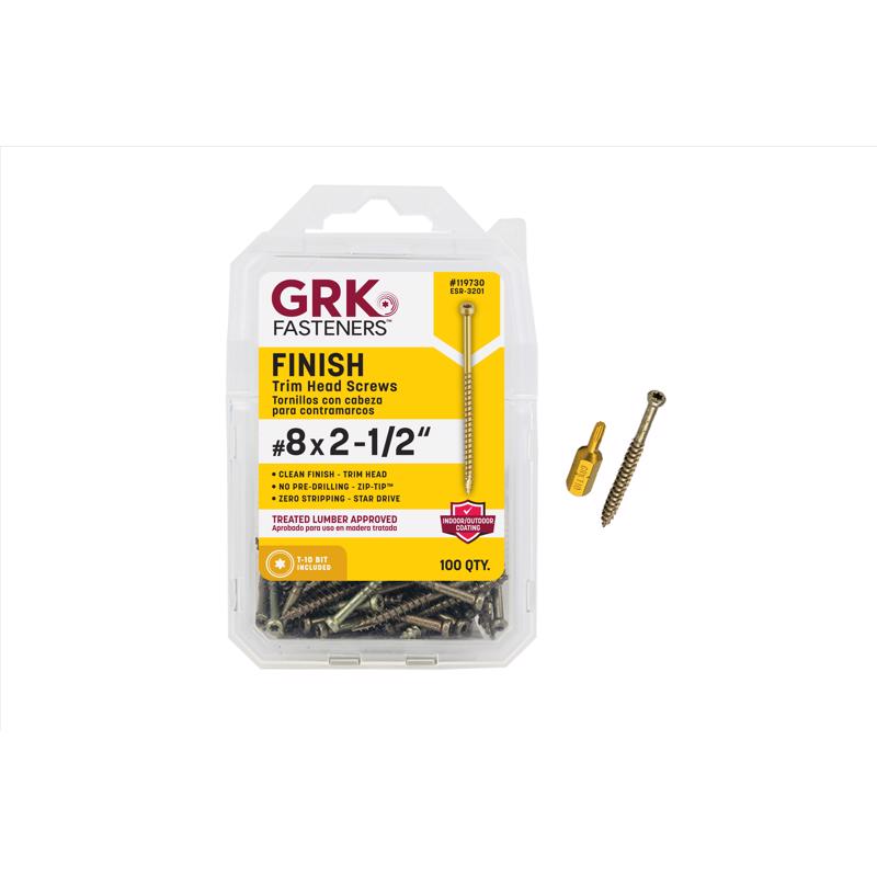 GRK Fasteners No. 8 in. X 2-1/2 in. L Star Trim Head W-Cut Construction Screws