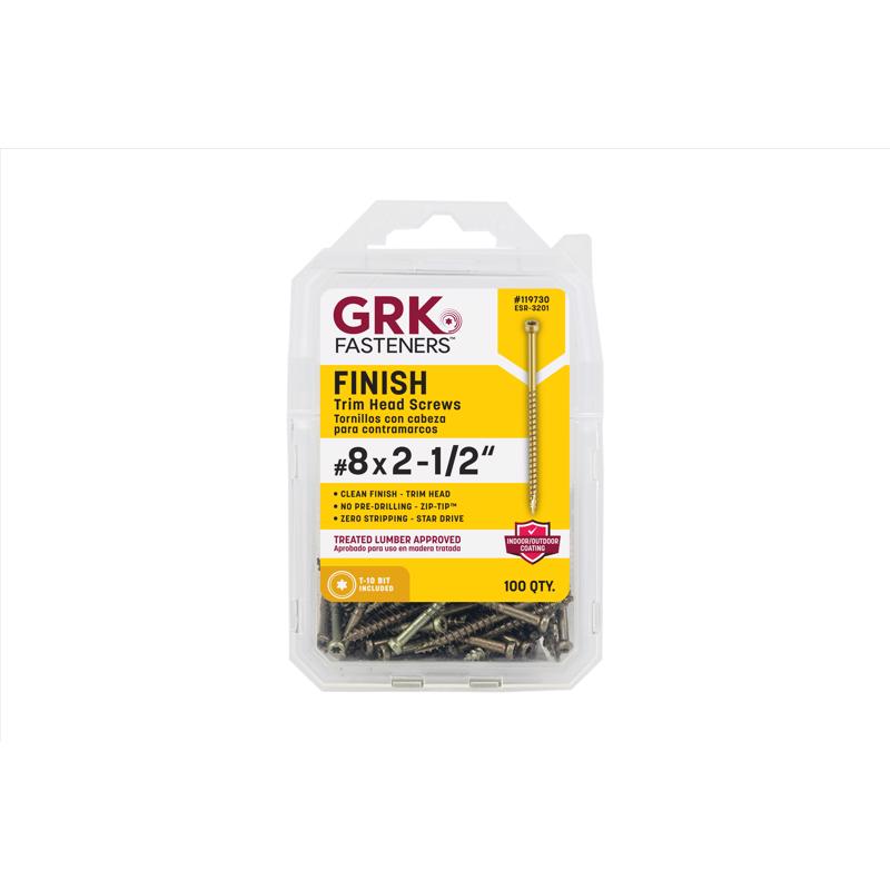 GRK Fasteners No. 8 in. X 2-1/2 in. L Star Trim Head W-Cut Construction Screws