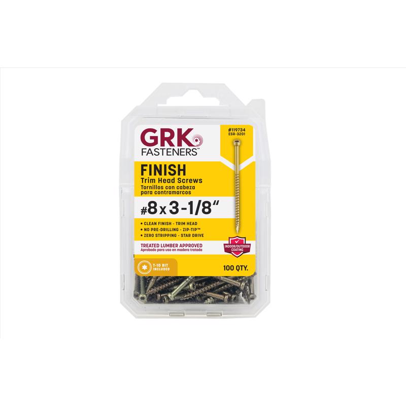 GRK Fasteners No. 8 in. X 3-1/8 in. L Star Trim Head W-Cut Construction Screws