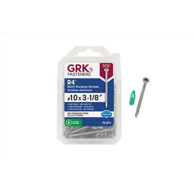 GRK Fasteners R4 No. 10 in. X 3-1/8 in. L Star Flat Head W-Cut Multi-Purpose Screws