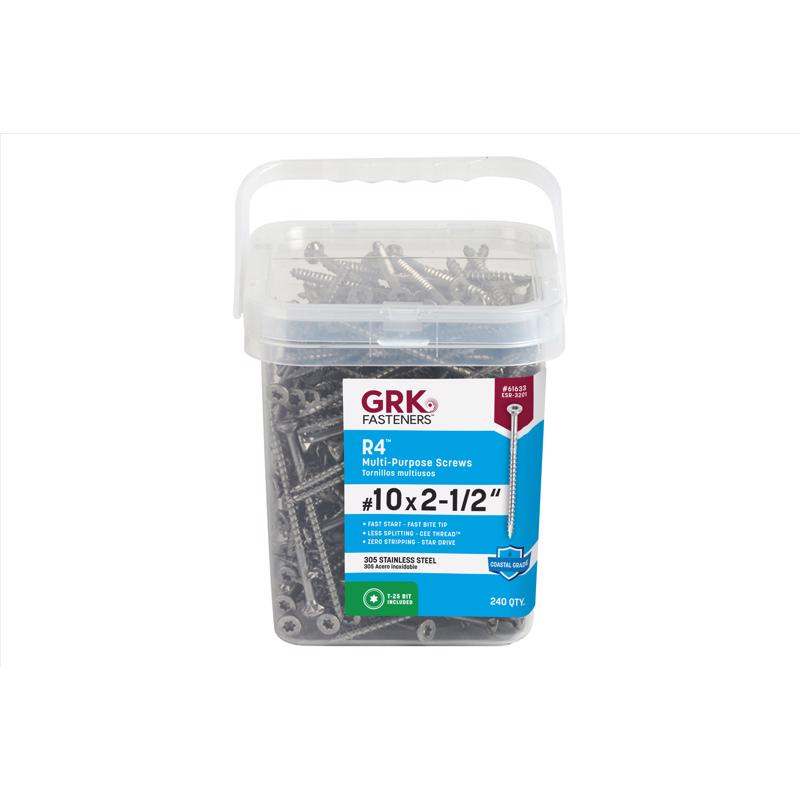 GRK Fasteners No. 10 in. X 2-1/2 in. L Star Flat Head W-Cut Multi-Purpose Screws