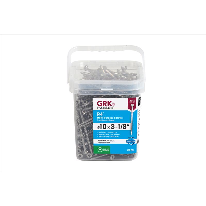GRK Fasteners R4 No. 10 in. X 3-1/8 in. L Star Flat Head W-Cut Multi-Purpose Screws