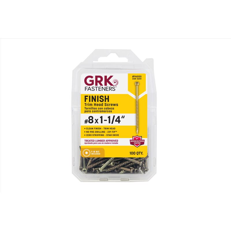 GRK Fasteners No. 8 in. X 1-1/4 in. L Star Trim Head W-Cut Construction Screws