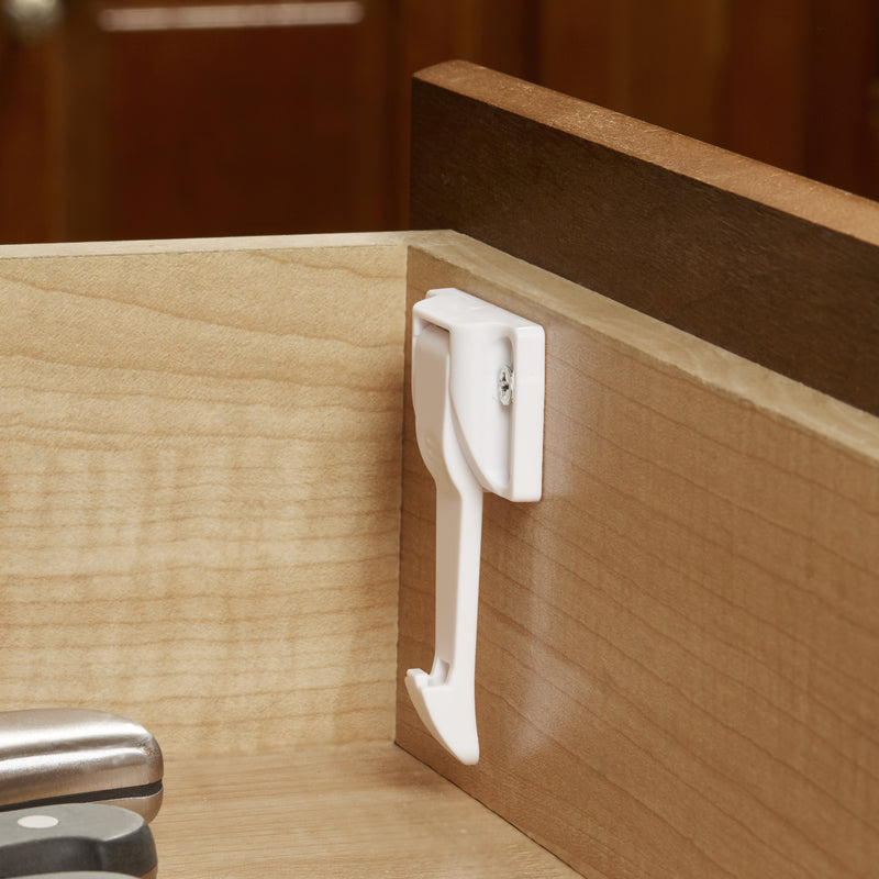 North States Toddleroo White Plastic Cabinet/Drawer Latches 10 pk