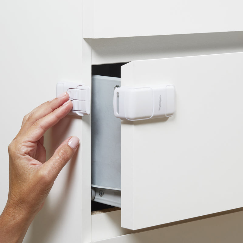 North States Toddleroo White ABS/TPR Drawer Latches 2 pk