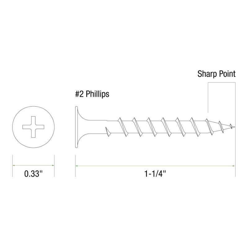 Grip-Rite No. 6 wire X 1-1/4 in. L Phillips Coarse Drywall Screws 1 lb 238 pk