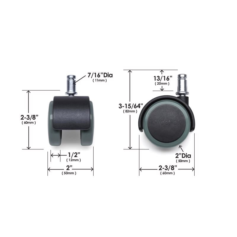 Slipstick 2 in. D Swivel Rubber Caster 330 lb 5 pk