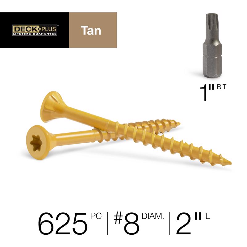 HILLMAN Deck Plus No. 8 in. X 2 in. L Tan Star Flat Head Exterior Deck Screws 5 lb 625 pk