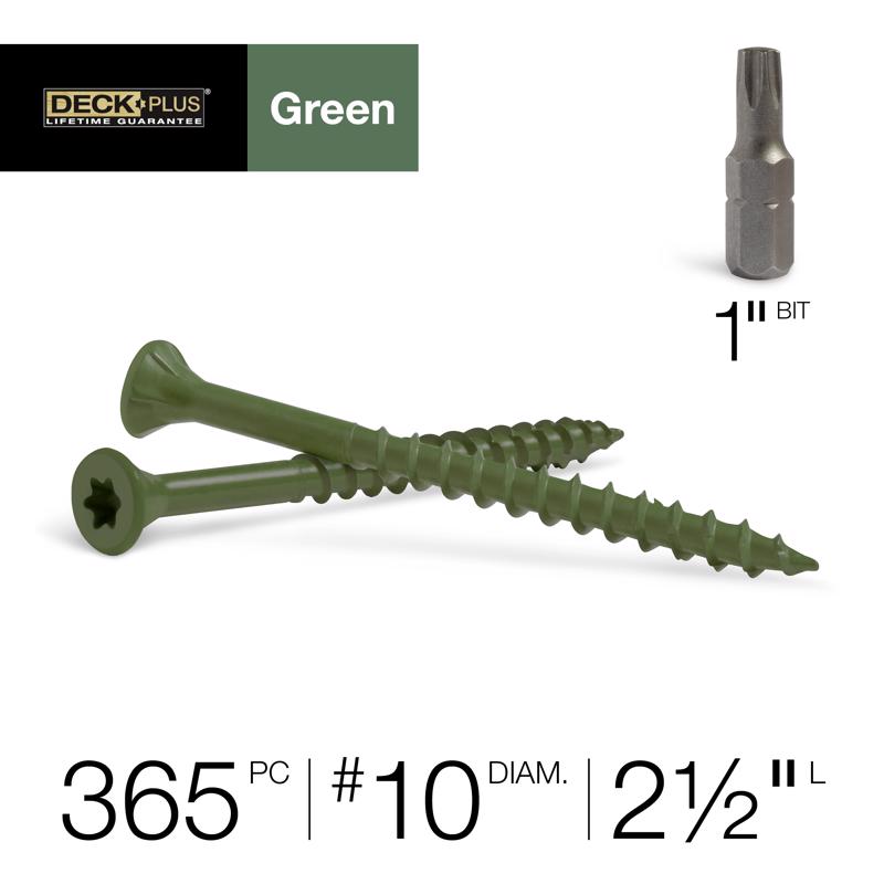 HILLMAN Deck Plus No. 10 in. X 2-1/2 in. L Green Star Flat Head Exterior Deck Screws 5 lb 365 pk