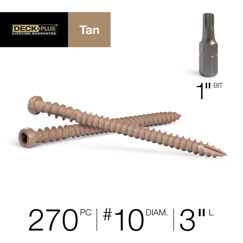 HILLMAN Deck Plus No. 10 in. X 3 in. L Tan Star Flat Head Composite Deck Screws 6 lb 270 pk