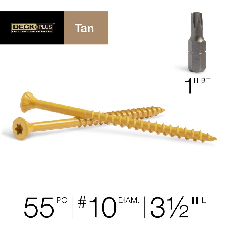 HILLMAN Deck Plus No. 10 in. X 3-1/2 in. L Tan Star Flat Head Exterior Deck Screws 1 lb 55 pk