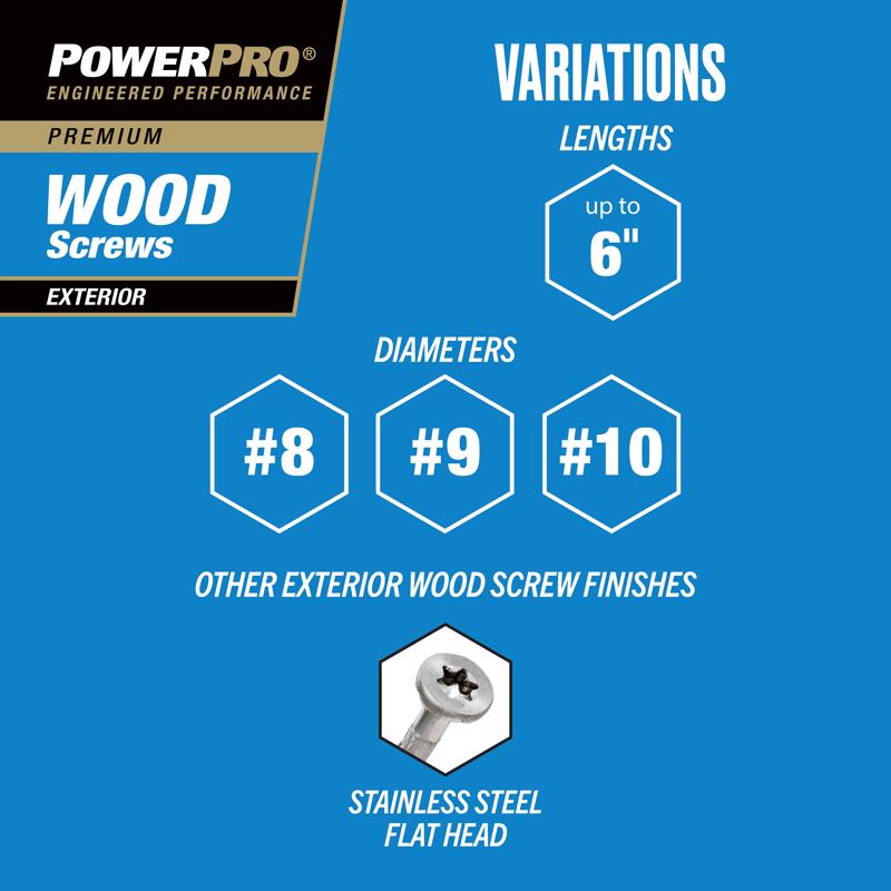 HILLMAN Power Pro No. 10 X 3 in. L Star Coated Coarse Exterior Wood Screw 800 pk