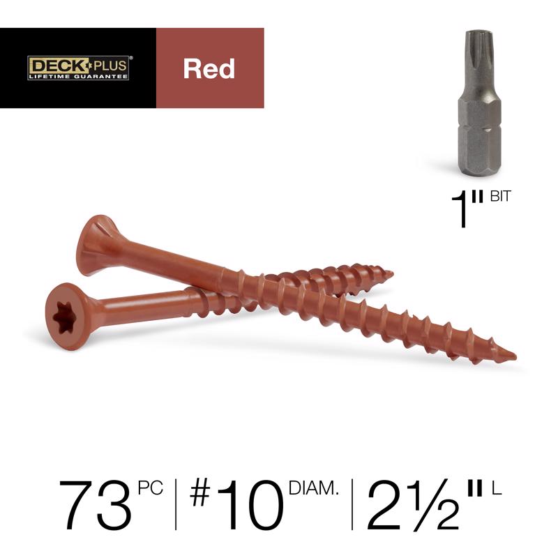 HILLMAN Deck Plus No. 10 Ga. X 2-1/2 in. L Red Star Flat Head Exterior Deck Screws 1 lb 73 pk