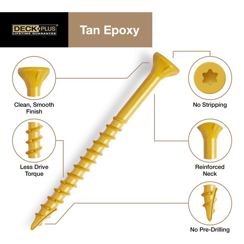 HILLMAN Deck Plus No. 10 Ga. X 4 in. L Tan Star Flat Head Exterior Deck Screws 1 lb 43 pk