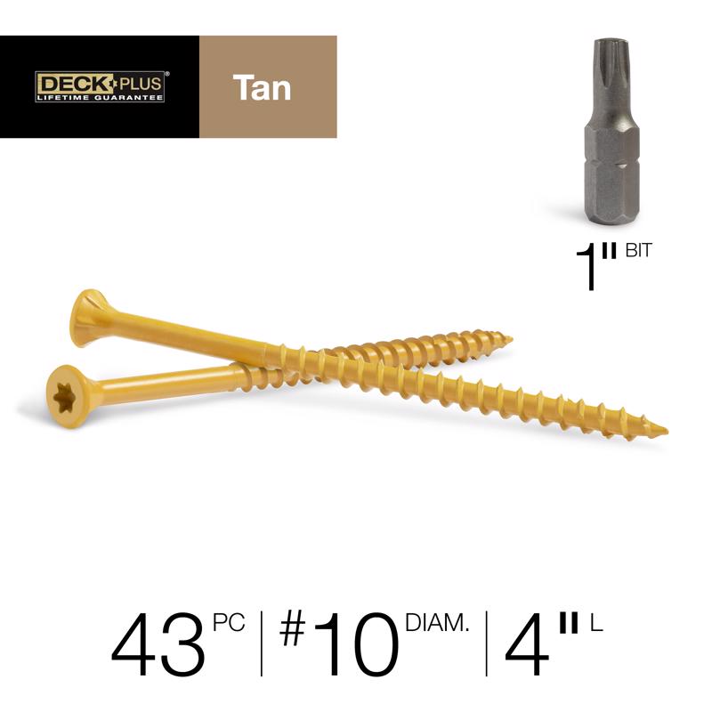 HILLMAN Deck Plus No. 10 Ga. X 4 in. L Tan Star Flat Head Exterior Deck Screws 1 lb 43 pk