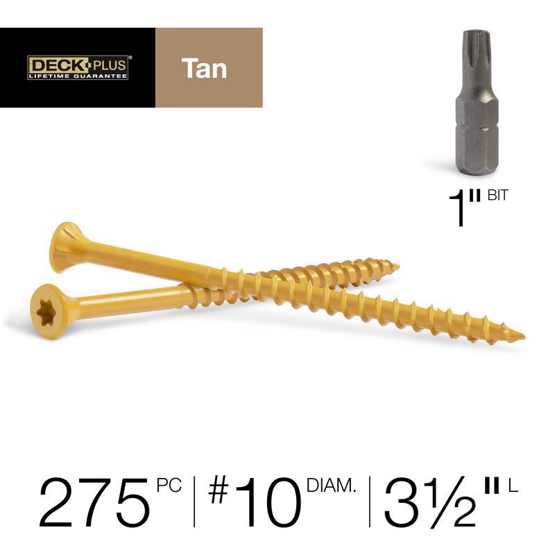 HILLMAN Deck Plus No. 10 in. X 3-1/2 in. L Tan Star Flat Head Exterior Deck Screws 5 lb 275 pk