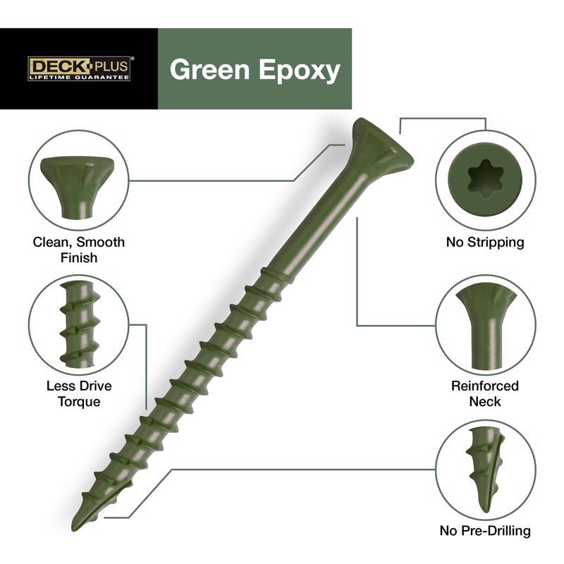 HILLMAN Deck Plus No. 8 Ga. X 1-5/8 in. L Green Star Flat Head Exterior Deck Screws 1 lb 147 pk