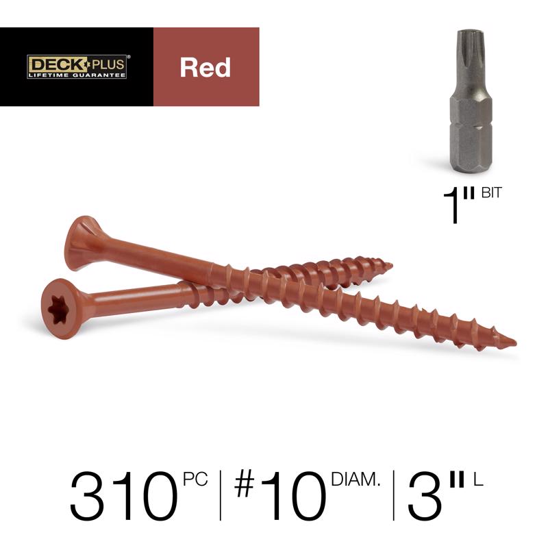 HILLMAN Deck Plus No. 10 in. X 3 in. L Red Star Flat Head Exterior Deck Screws 5 lb 310 pk