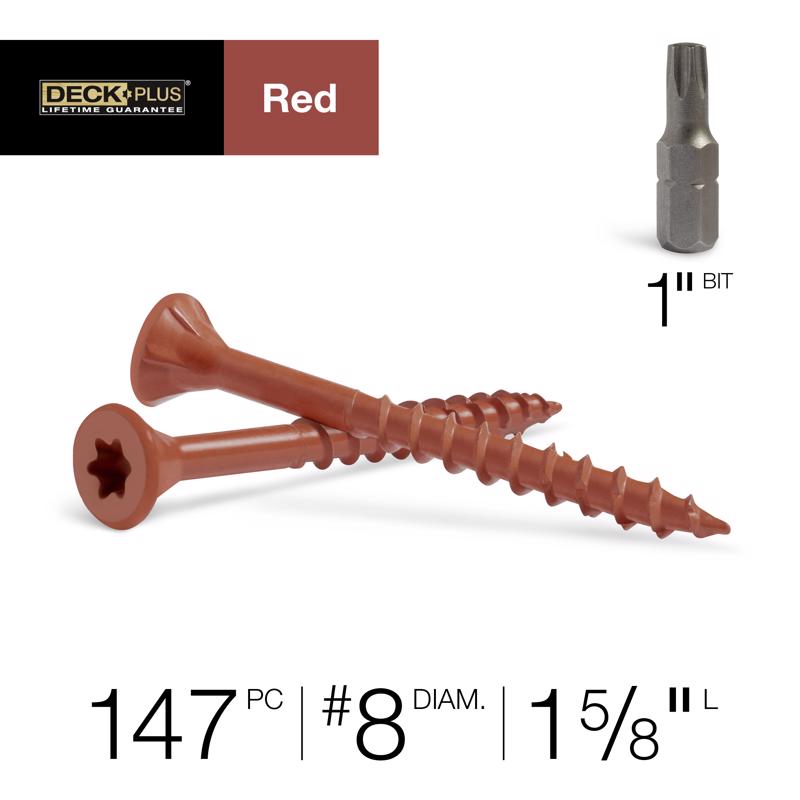 HILLMAN Deck Plus No. 8 Ga. X 1-5/8 in. L Red Star Flat Head Exterior Deck Screws 1 lb 147 pk