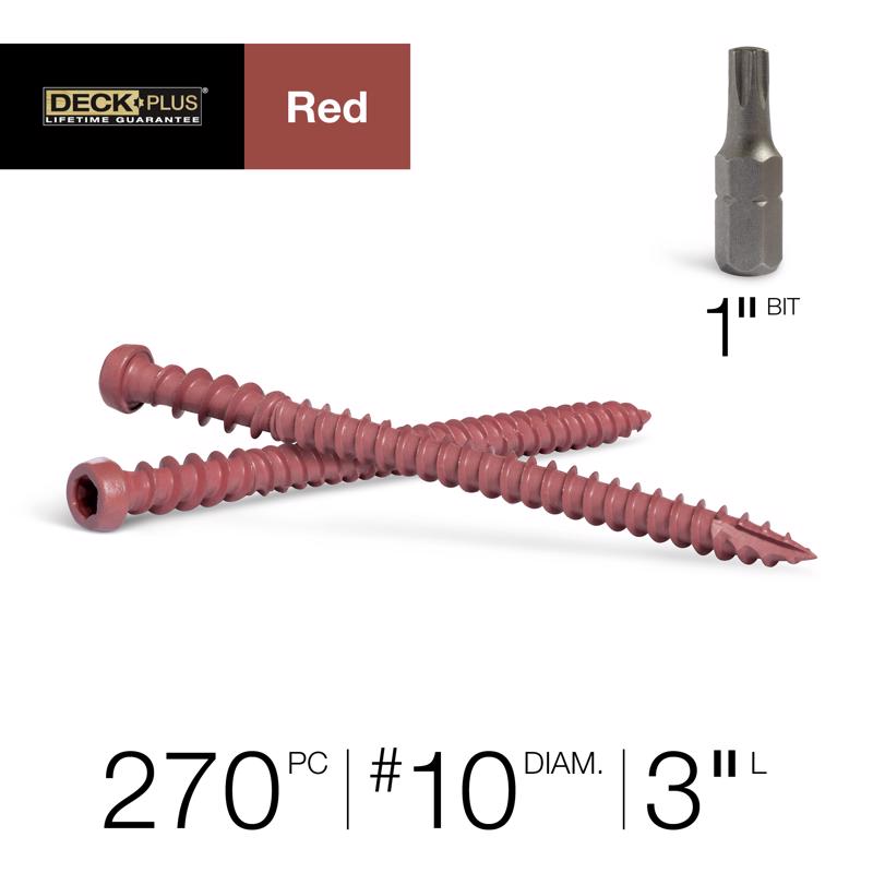 HILLMAN Deck Plus No. 10 Ga. X 3 in. L Red Star Flat Head Composite Deck Screws 5 lb 270 pk