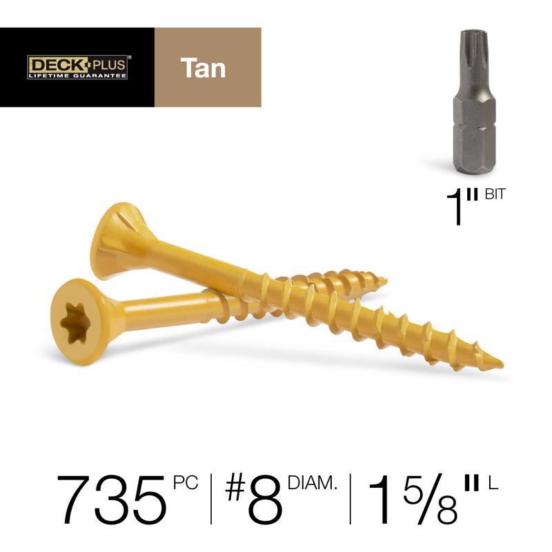 HILLMAN Deck Plus No. 8 Ga. X 1-5/8 in. L Tan Star Flat Head Exterior Deck Screws 5 lb 735 pk