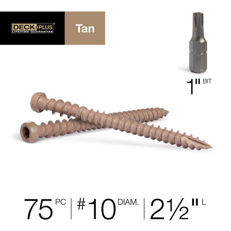 HILLMAN Deck Plus No. 10 in. X 2-1/2 in. L Tan Star Flat Head Composite Deck Screws 1 lb 75 pk