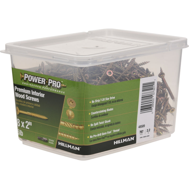 HILLMAN Power Pro No. 8 X 2 in. L Star Coarse Wood Screws 709 pk