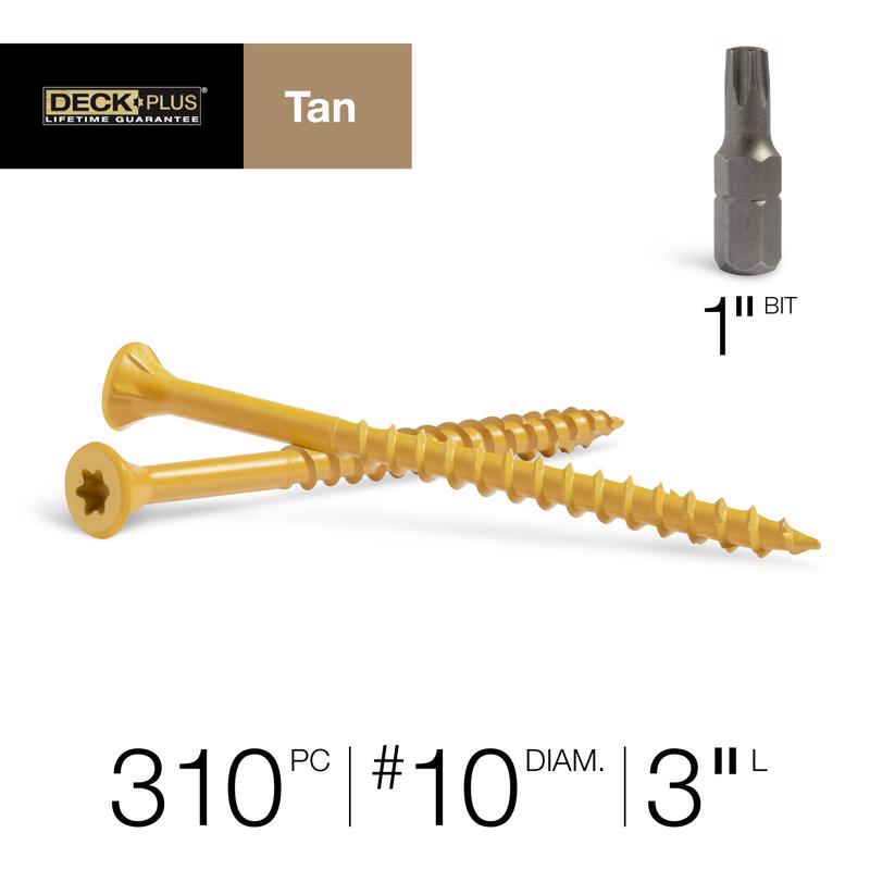 HILLMAN Deck Plus No. 10 Ga. X 3 in. L Tan Star Flat Head Exterior Deck Screws 5 lb 310 pk