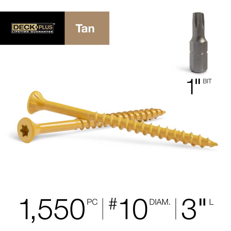 HILLMAN Deck Plus No. 10 Ga. X 3 in. L Tan Star Flat Head Exterior Deck Screws 26 lb 1550