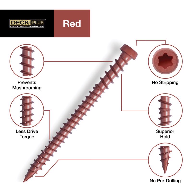HILLMAN Deck Plus No. 10 Ga. X 3 in. L Red Star Flat Head Composite Deck Screws 1 lb 54 pk