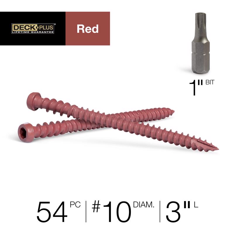 HILLMAN Deck Plus No. 10 Ga. X 3 in. L Red Star Flat Head Composite Deck Screws 1 lb 54 pk