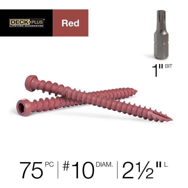 HILLMAN Deck Plus No. 10 Ga. X 2-1/2 in. L Red Star Flat Head Composite Deck Screws 1 lb 75 pk