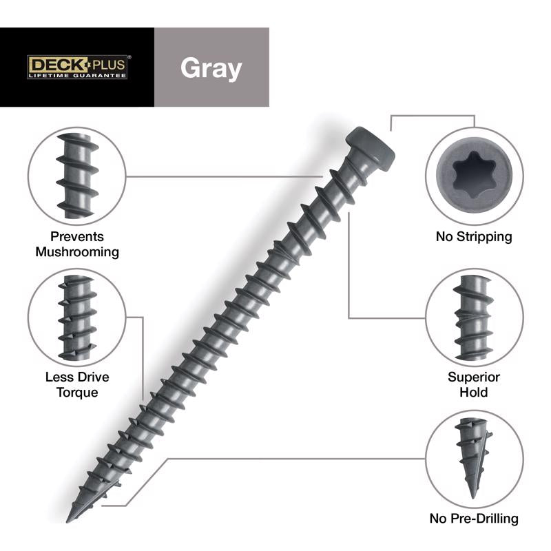 HILLMAN Deck Plus No. 10 Ga. X 2-1/2 in. L Gray Star Flat Head Composite Deck Screws 5 lb 375 pk
