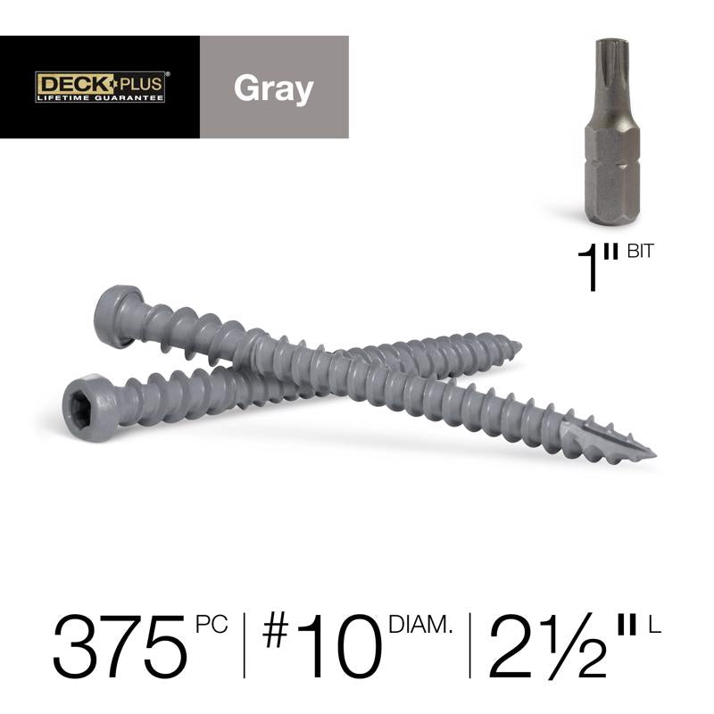 HILLMAN Deck Plus No. 10 Ga. X 2-1/2 in. L Gray Star Flat Head Composite Deck Screws 5 lb 375 pk