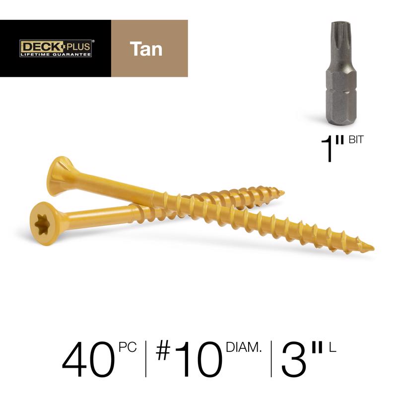 HILLMAN Deck Plus No. 10 Ga. X 3 in. L Tan Star Flat Head Exterior Deck Screws 40 pk