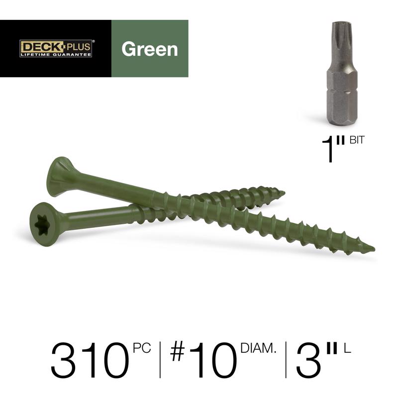 HILLMAN Deck Plus No. 10 Ga. X 3 in. L Green Star Flat Head Exterior Deck Screws 5 lb 310 pk