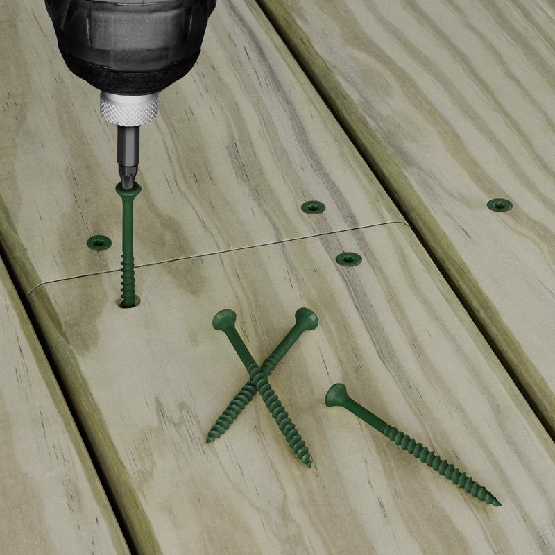 HILLMAN Deck Plus No. 10 Ga. X 3 in. L Green Star Flat Head Exterior Deck Screws 25 lb 1550 pk