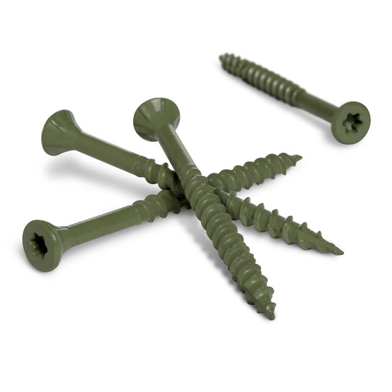 HILLMAN Deck Plus No. 10 Ga. X 4 in. L Green Star Flat Head Exterior Deck Screws 1 lb 43 pk