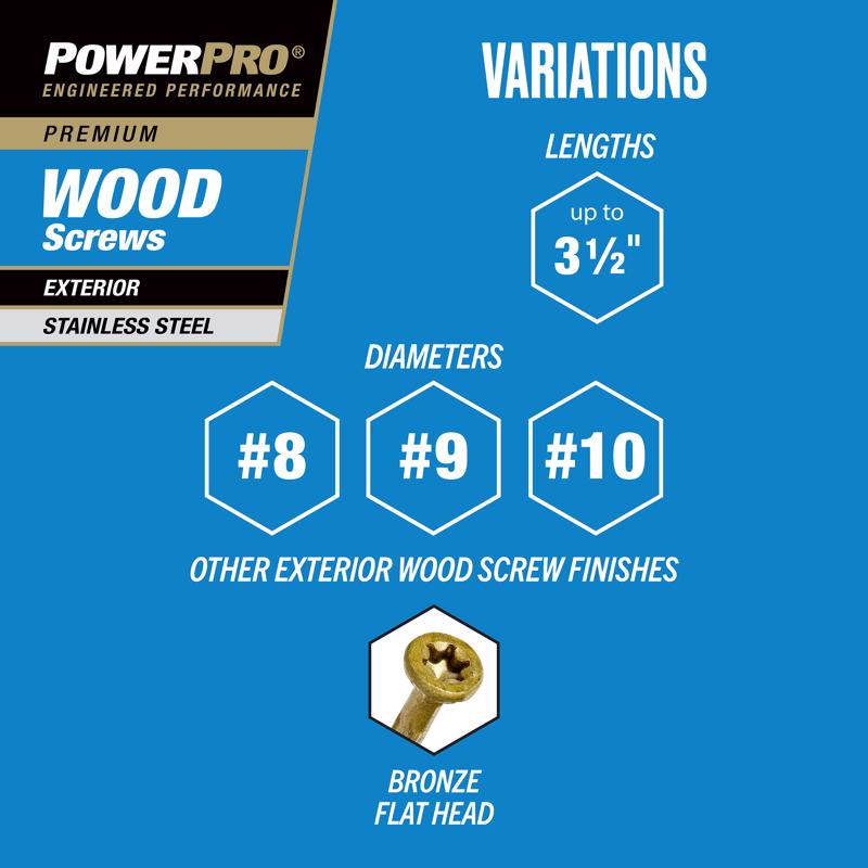 HILLMAN Power Pro No. 8 Ga. X 1-3/4 in. L Stainless Steel Star Flat Head Exterior Deck Screws 1 lb 1